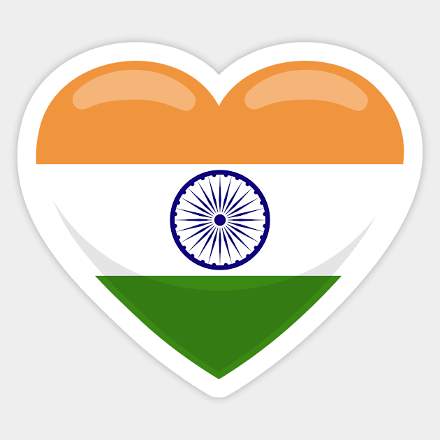 India Flag Heart Sticker by SunburstGeo